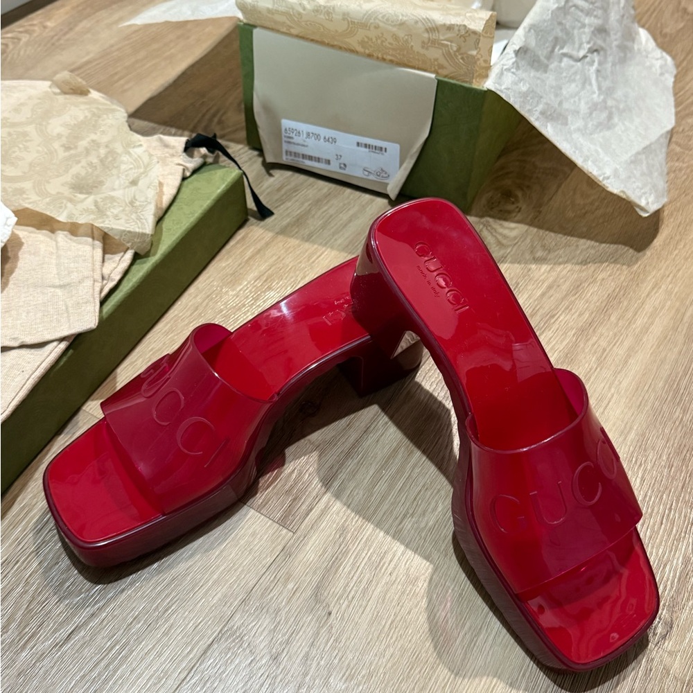 Gucci Rubber Red Sandals